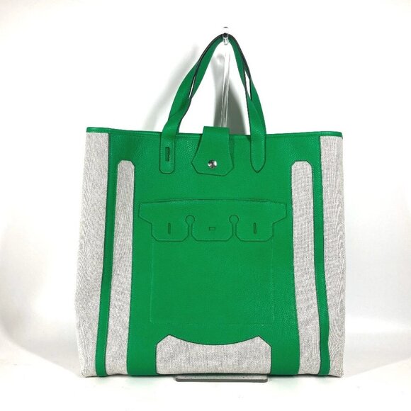 HERMES Shoulder Bag Vertical Petite Hun Monsieur B Bag Tote Bag Green/Beige - Picture 1 of 11